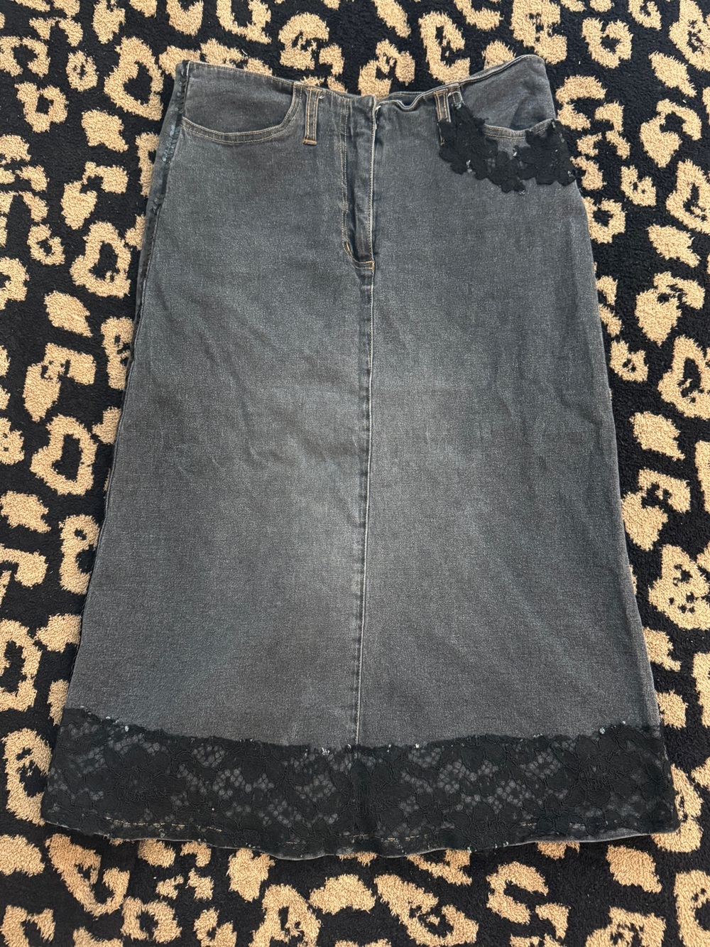 VINTAGE denim midi skirt